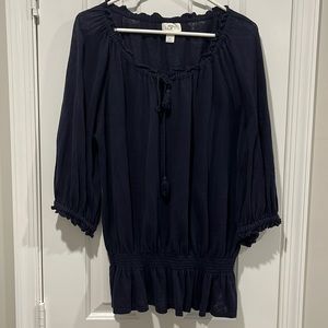 Navy Loft sweater tie neck